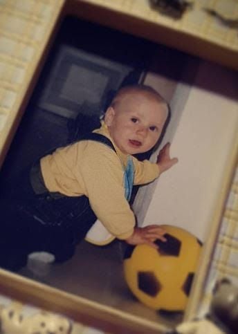 Stefan Inthal as a toddler playing football