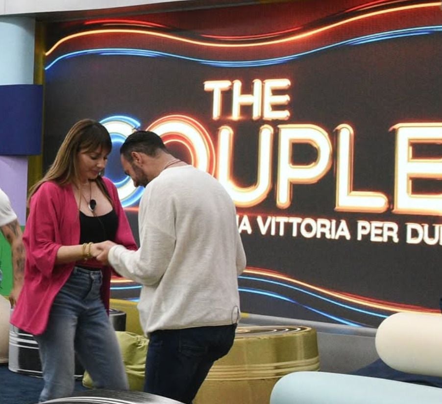 Stefano Oradei with his wife on the set of The Couple - Una vittoria per due (2025)