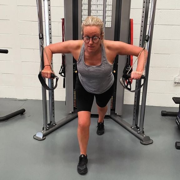 Steph McGovern at the gym