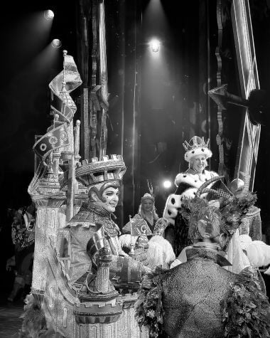 Steph McGovern (right) as King Richard in the pantomime Robin Hood