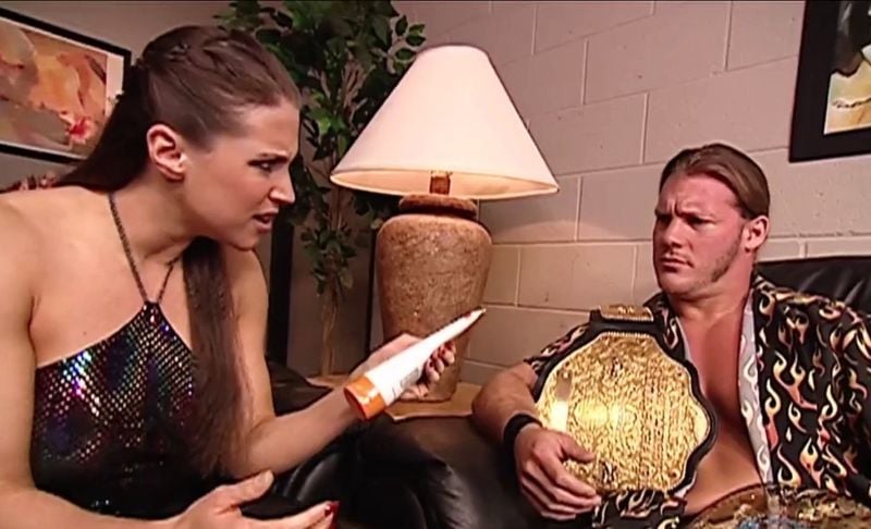 Stephanie McMahon with Chris Jericho after she aligned herself with him