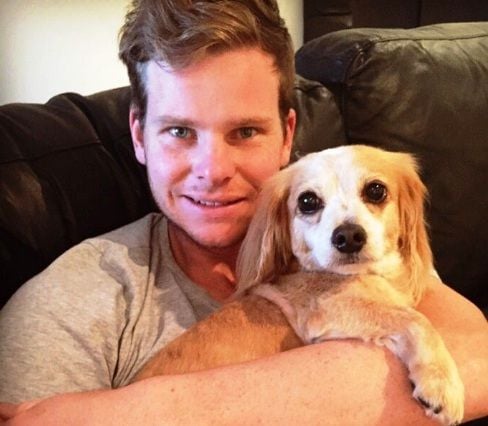 Steve Smith with his dog, Charlie