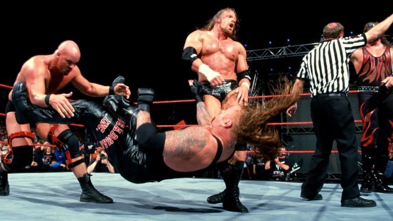 Stone Cold Steve Austin and Triple H against The Undertaker and Kane for the Tag Team title match