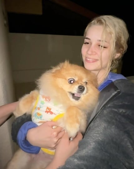 Styliana Averkiou with her pet