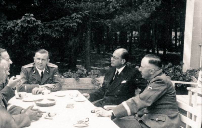 Subhas Chandra Bose sitting next to Heinrich Himmler in Germany