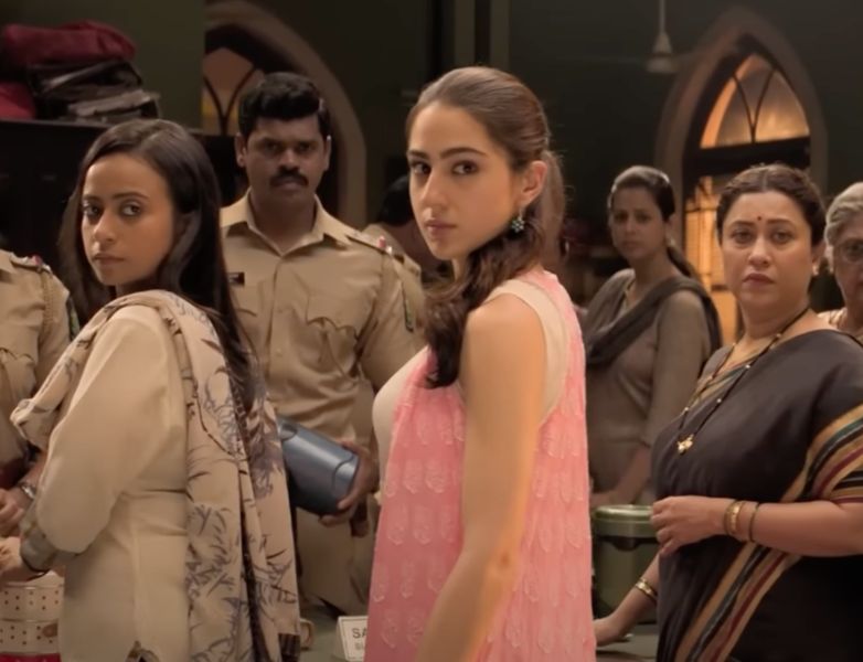 Suchitra Bandekar (extreme right) in a still from the Hindi film titled ‘Simmba’ (2018)