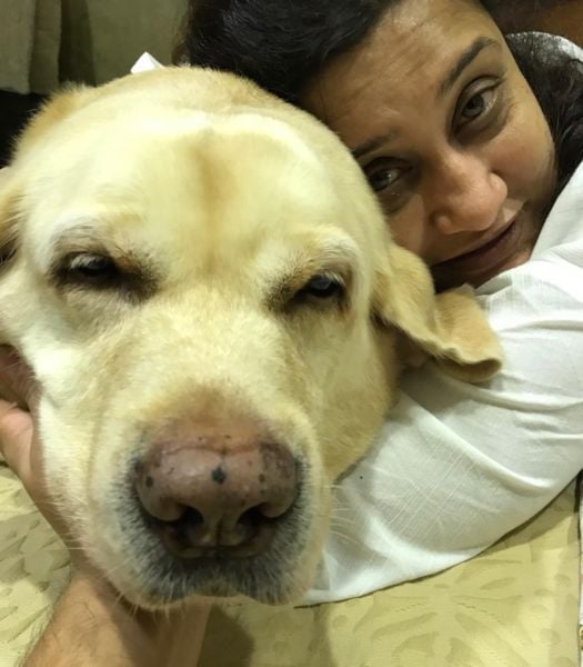 Suchitra Bandekar with her pet dog Simba