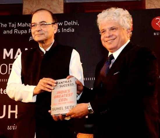 Suhel Seth with Arun Jaitley during the launch of 