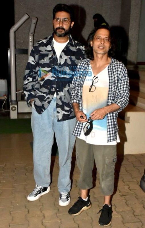 Sujoy Ghosh with Abhishek Bachchan (left) during the promotion of his film Bob Biswas