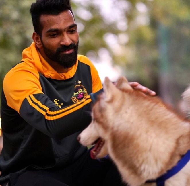 Sukesh Hegde with his pet dog