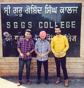 Sukh Kharoud with his college friends Davi Singh and Guri Singh