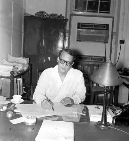 Sukumar Sen while working at his office