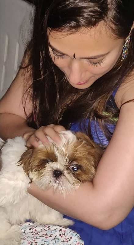 Sumedha Karmahe with her pet dog Berry