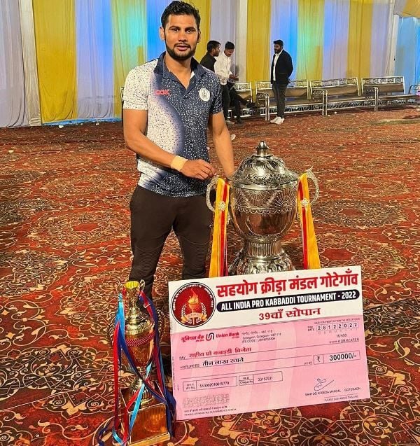 Sunil Narwal after winning the All India Pro Kabaddi Tournament 2022 