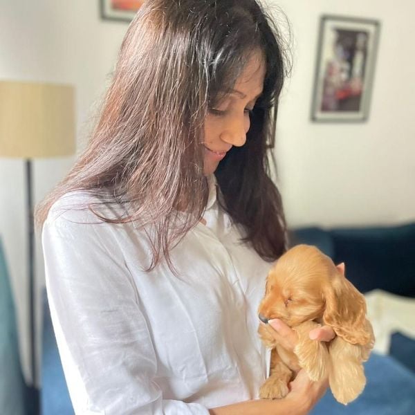 Sunita Gowariker with her pet dog