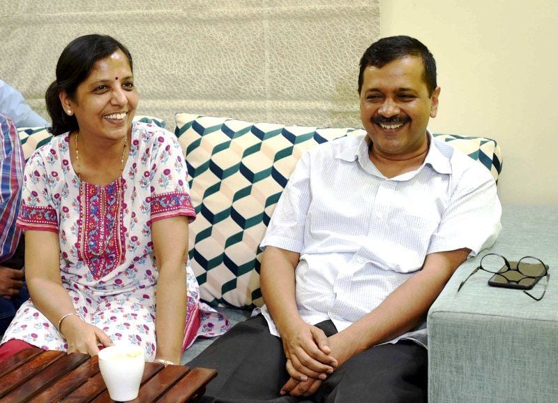 Sunita Kejriwal with Arvind Kejriwal