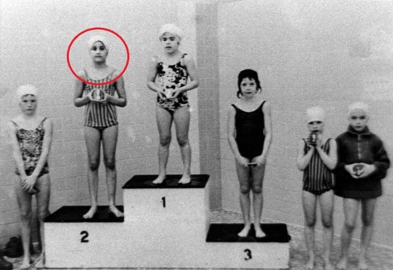 Sunita Williams (second from left) at a swimming competition