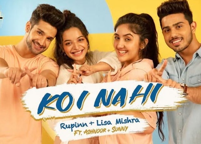 Sunny Chopra (extreme right) in the music video of the Hindi song Koi Nahi