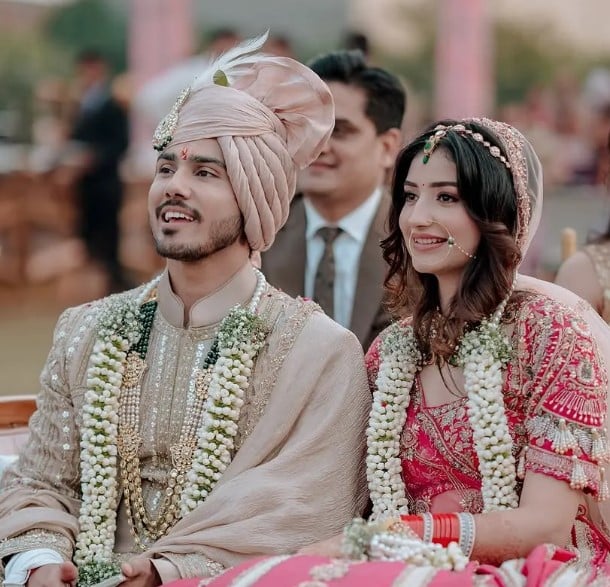 Sunny Chopra with his wife on their wedding day