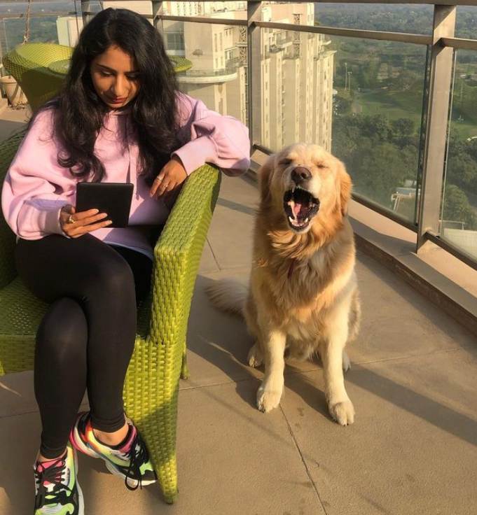 Supriya with her pet dog Theo