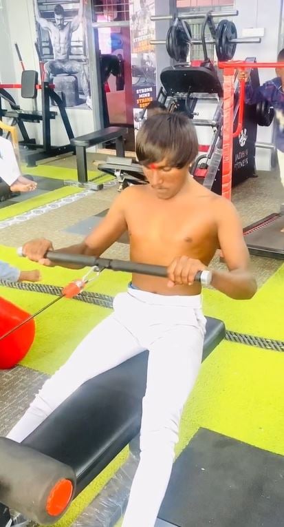 Suraj Chavan during his workout session