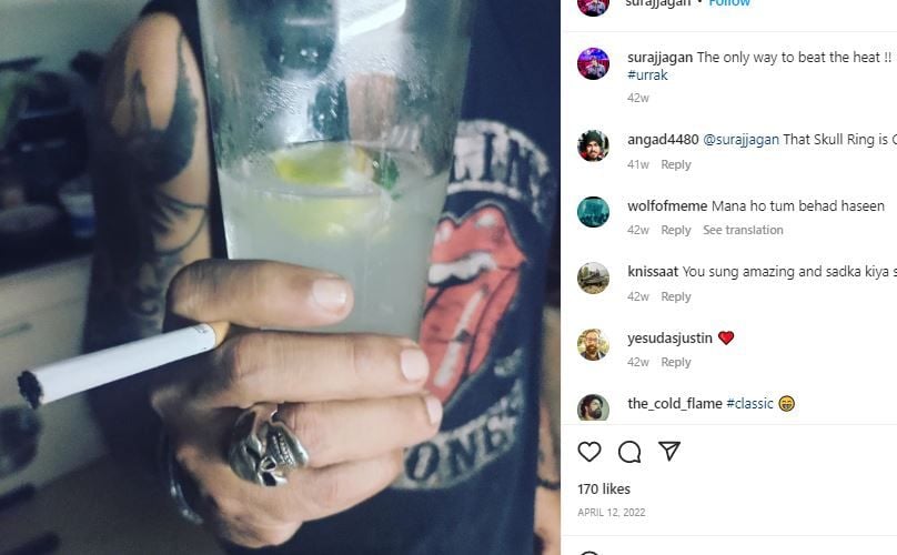 Suraj Jagan drinking alcohol and smoking cigarettes