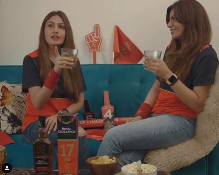 Surbhi Chandna drinking whiskey with her sister