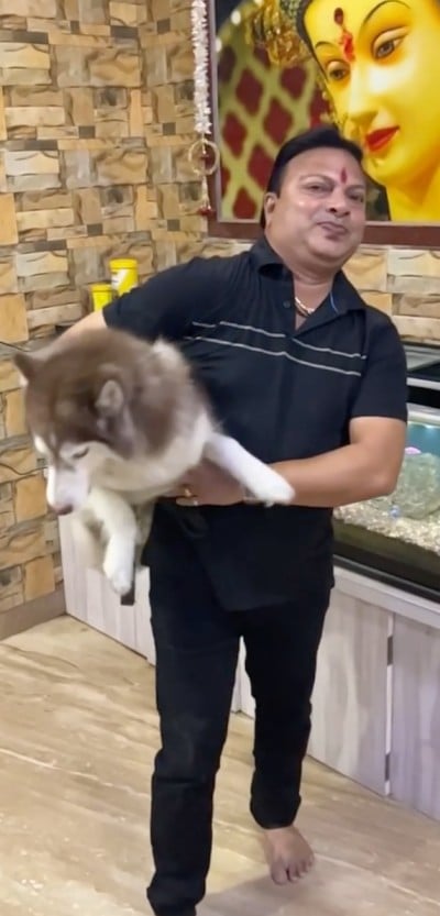 Surendra Patil with his dog