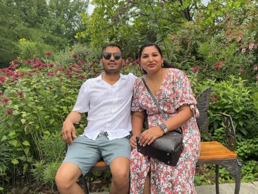 Suresh Sundas with his wife during a trip