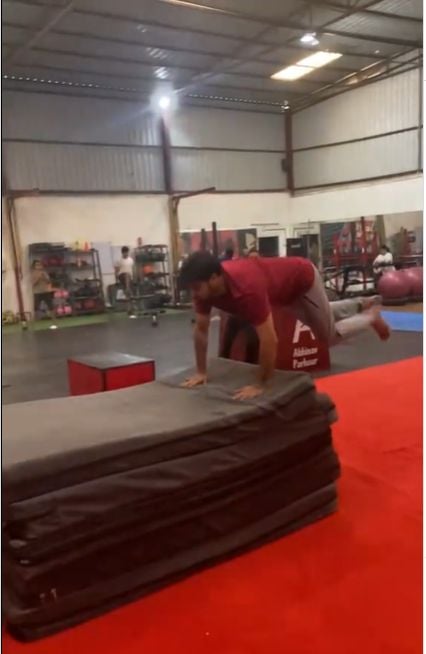 Surya Sreenivas doing gymnastics