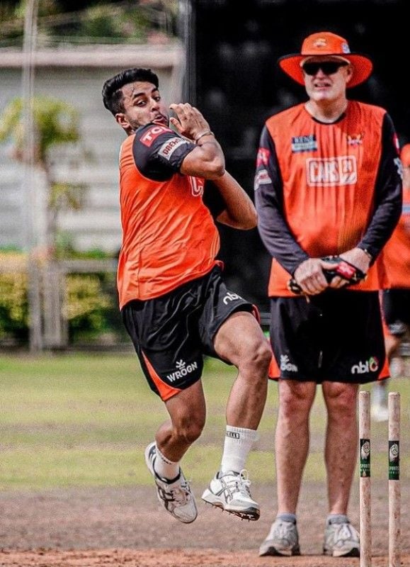 Sushant Mishra during a practice session for SRH