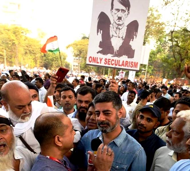 Sushant Singh attending a protest