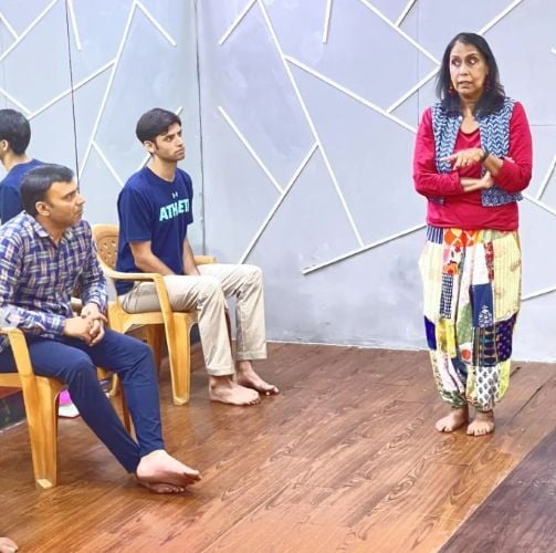 Swaroopa Ghosh (standing) in an acting workshop