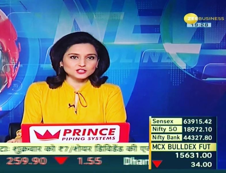 Swati Raina presenting news on Zee Business