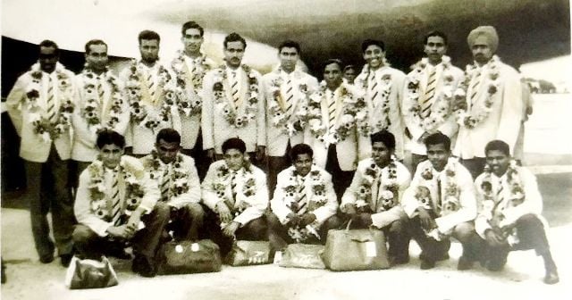 Syed Abdul Rahim with 1962 Asian Games football gold medal winning team India