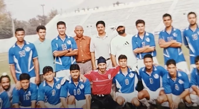 Syed Shahid Hakim (standing, fourth from left) when he was the coach of the Services team