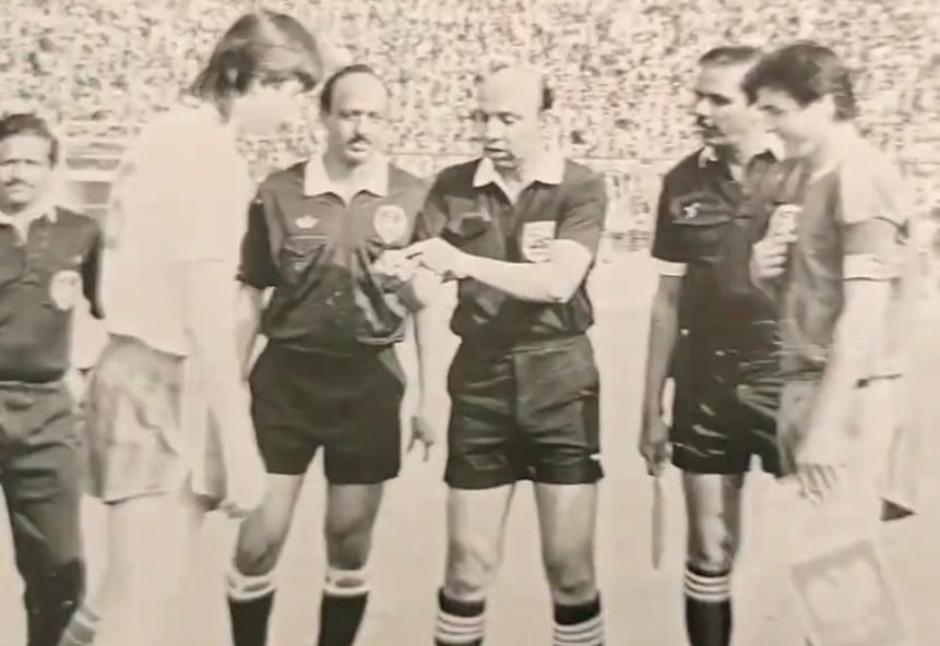 Syed Shahid Hakim (third from right) as a referee during an international match