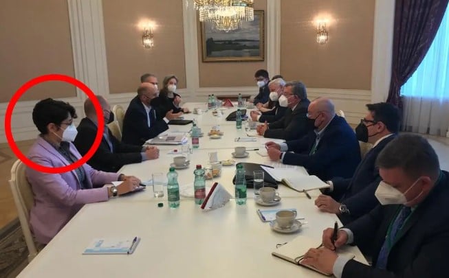 Tabatabai (circled) was in the United States’ negotiating team over the Iran nuclear deal in July 2021 when it held talks with the Russian side