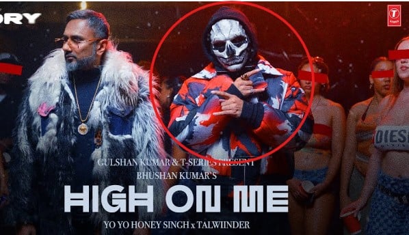 Talwiinder on the poster of the song High On Me (2024)