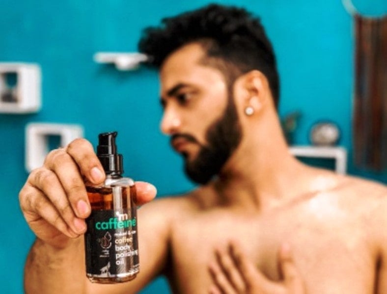 Tanish Ghorpade advertising fr mCaffeine body care product