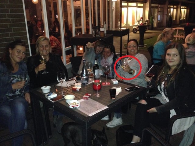 Tanja Steidel holding a glass of alcohol