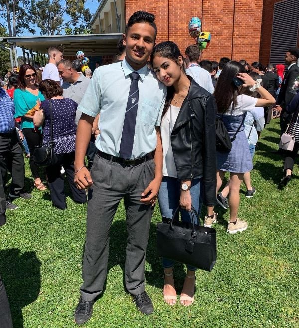 Tanveer Sangha with his sister after passing out of the school