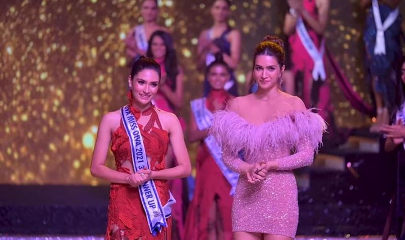 Tarini Kalingarayar after being announced the third runner-up at the 2021 Miss Universe India