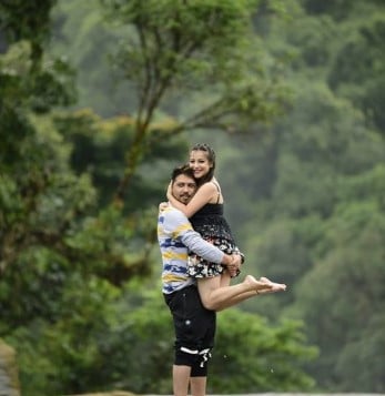 Tarkik Borah during a trip with his wife