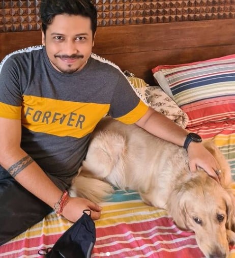 Tarkik Borah with his pet dog, Pixy