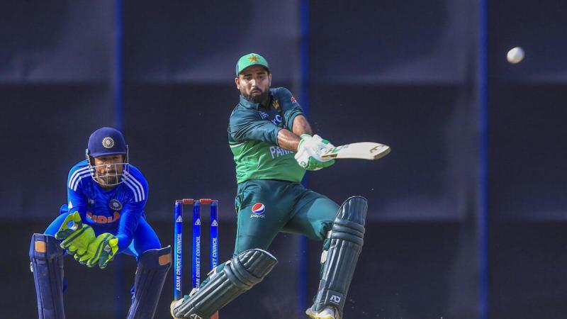Tayyab Tahir playing a shot during the match against India A in the finals