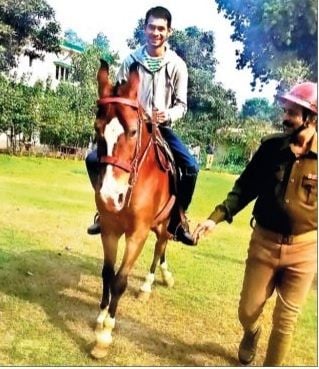 Tej Pratap Singh doing horse-riding