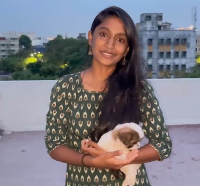 Teja Venkatesh with her pet, Zara