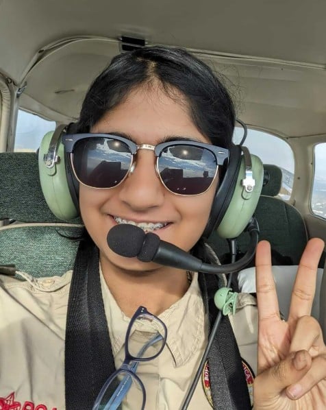 Tejasvi Manoj while working on her Aviation badge in Scouting in 2023