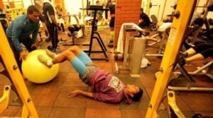 Tejaswin Shankar training with his coach Sunil Kumar